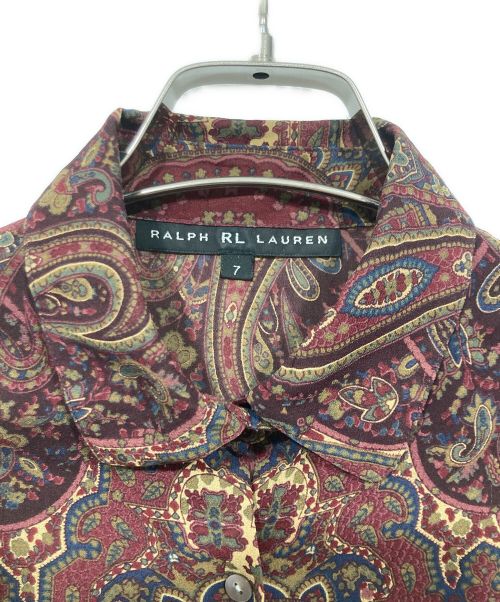 RALPH LAUREN（ラルフローレン）RALPH LAUREN (ラルフローレン) 総柄シルクシャツ ボルドー サイズ:７の古着・服飾アイテム