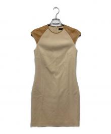 RALPH LAUREN BlackLabel（ラルフローレンブラックレーベル）の古着「レザー切替ワンピース」｜ブラウン