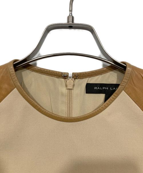 RALPH LAUREN BlackLabel（ラルフローレンブラックレーベル）RALPH LAUREN BlackLabel (ラルフローレンブラックレーベル) レザー切替ワンピース ブラウン サイズ:2の古着・服飾アイテム