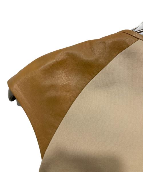 RALPH LAUREN BlackLabel（ラルフローレンブラックレーベル）RALPH LAUREN BlackLabel (ラルフローレンブラックレーベル) レザー切替ワンピース ブラウン サイズ:2の古着・服飾アイテム