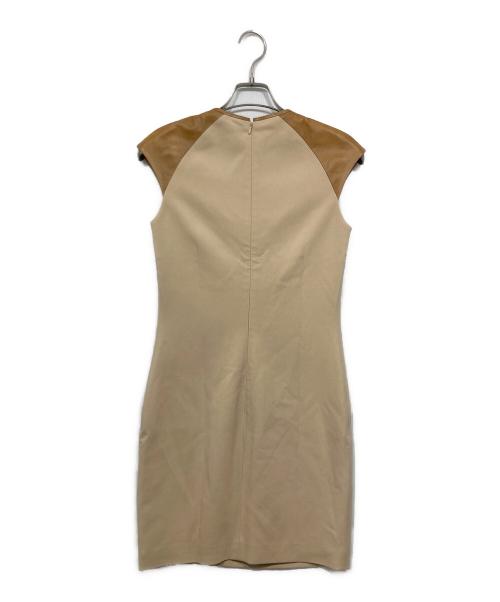RALPH LAUREN BlackLabel（ラルフローレンブラックレーベル）RALPH LAUREN BlackLabel (ラルフローレンブラックレーベル) レザー切替ワンピース ブラウン サイズ:2の古着・服飾アイテム