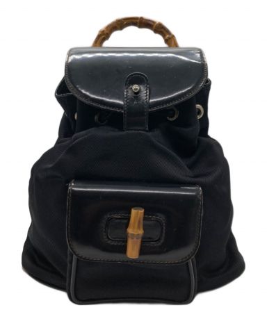 中古・古着通販】GUCCI (グッチ) バンブー ミニ リュック ブラック