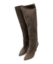 Saint Laurent Paris（サンローランパリ）の古着「ヒールロングブーツ　スウェード」｜グレー