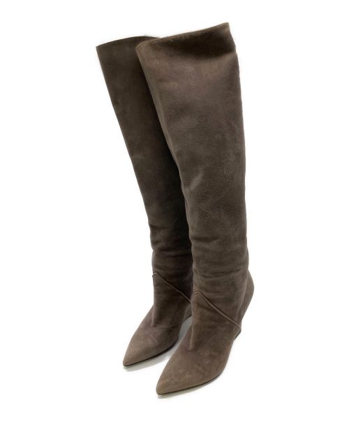 Saint Laurent Paris（サンローランパリ）Saint Laurent Paris (サンローランパリ) ヒールロングブーツ　スウェード グレー サイズ:22.5cmの古着・服飾アイテム