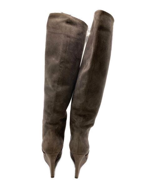 Saint Laurent Paris（サンローランパリ）Saint Laurent Paris (サンローランパリ) ヒールロングブーツ　スウェード グレー サイズ:22.5cmの古着・服飾アイテム