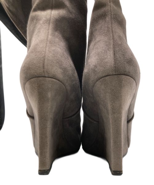 Saint Laurent Paris（サンローランパリ）Saint Laurent Paris (サンローランパリ) ヒールロングブーツ　スウェード グレー サイズ:22.5cmの古着・服飾アイテム