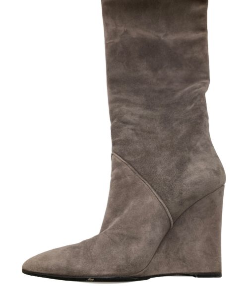 Saint Laurent Paris（サンローランパリ）Saint Laurent Paris (サンローランパリ) ヒールロングブーツ　スウェード グレー サイズ:22.5cmの古着・服飾アイテム