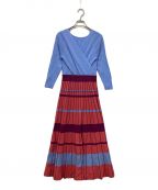 Diagramダイアグラム）の古着「カシュクールニットワンピース」｜ピンク×ブルー