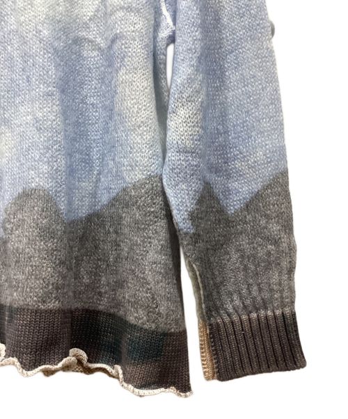 MM6 Maison Margiela（エムエムシックスメゾンマルジェラ）MM6 Maison Margiela (エムエムシックス メゾンマルジェラ) モヘヤ混配色ニット / Soft knit　22SS ブルー×ブラウン サイズ:Mの古着・服飾アイテム