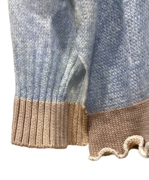 MM6 Maison Margiela（エムエムシックスメゾンマルジェラ）MM6 Maison Margiela (エムエムシックス メゾンマルジェラ) モヘヤ混配色ニット / Soft knit　22SS ブルー×ブラウン サイズ:Mの古着・服飾アイテム