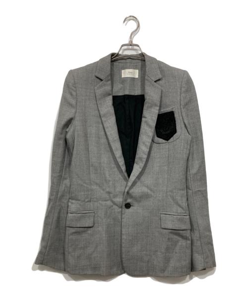 Sise（シセ）Sise (シセ) ワッペン付テーラードジャケット グレー サイズ:表記なしの古着・服飾アイテム