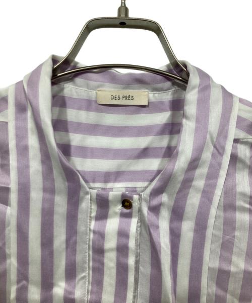 DES PRES（デ プレ）DES PRES (デ プレ) ソフトサテン ボウタイブラウス ホワイト×ラベンダー サイズ:Fの古着・服飾アイテム