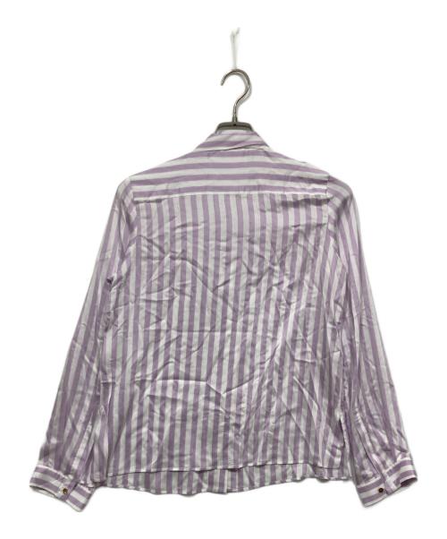 DES PRES（デ プレ）DES PRES (デ プレ) ソフトサテン ボウタイブラウス ホワイト×ラベンダー サイズ:Fの古着・服飾アイテム