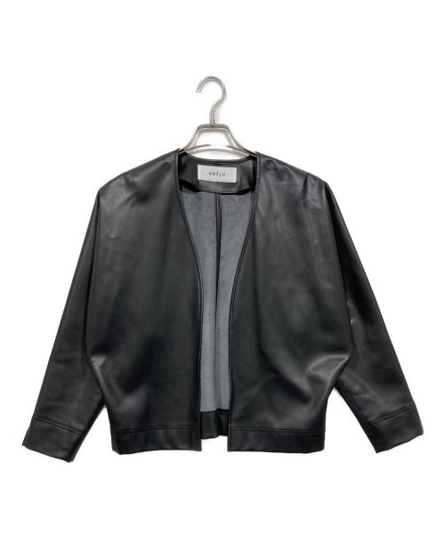 SOEJU（ソージュ）SOEJU (ソージュ) フェイクレザーノーカラージャケット ブラック サイズ:Fの古着・服飾アイテム