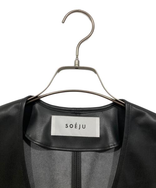 SOEJU（ソージュ）SOEJU (ソージュ) フェイクレザーノーカラージャケット ブラック サイズ:Fの古着・服飾アイテム