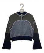 PUBLIC TOKYOパブリックトウキョウ）の古着「ブロッキングジャガードニット」｜ネイビー