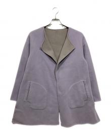 UNTITLED（アンタイトル）の古着「ベルテッド配色ミドルリバーコート」｜ラベンダー×グレー