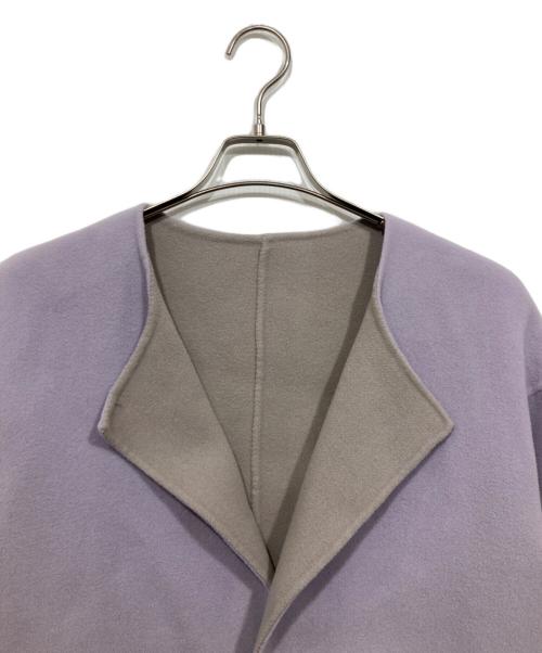 UNTITLED（アンタイトル）UNTITLED (アンタイトル) ベルテッド配色ミドルリバーコート ラベンダー×グレー サイズ:3の古着・服飾アイテム