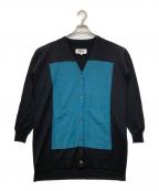 MM6 Maison Margielaエムエムシックスメゾンマルジェラ）の古着「配色Vネックニットカーディガン」｜ブラック