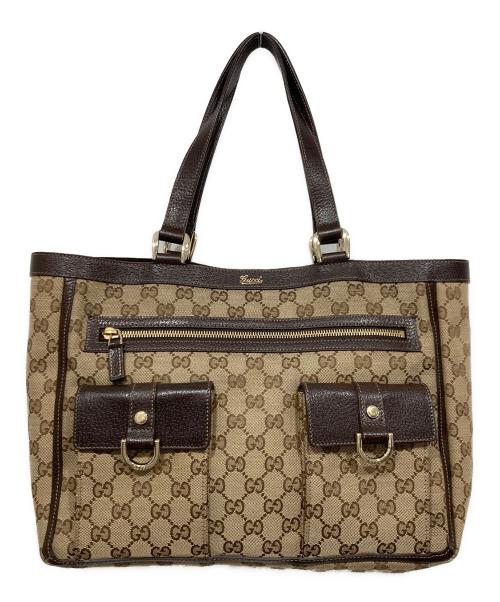 GUCCI（グッチ）GUCCI (グッチ) GGキャンバストートバッグ ブラウンの古着・服飾アイテム