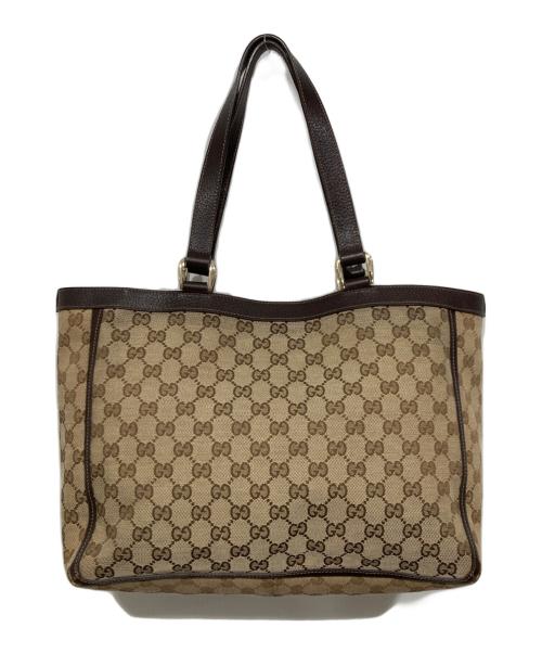 GUCCI（グッチ）GUCCI (グッチ) GGキャンバストートバッグ ブラウンの古着・服飾アイテム