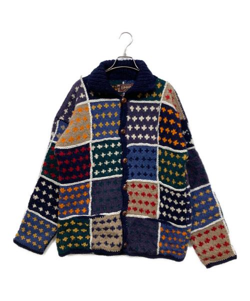 ISHKA（ISHKA）ISHKA (ISHKA) パッチワークニットカーディガン ネイビー サイズ:Freeの古着・服飾アイテム