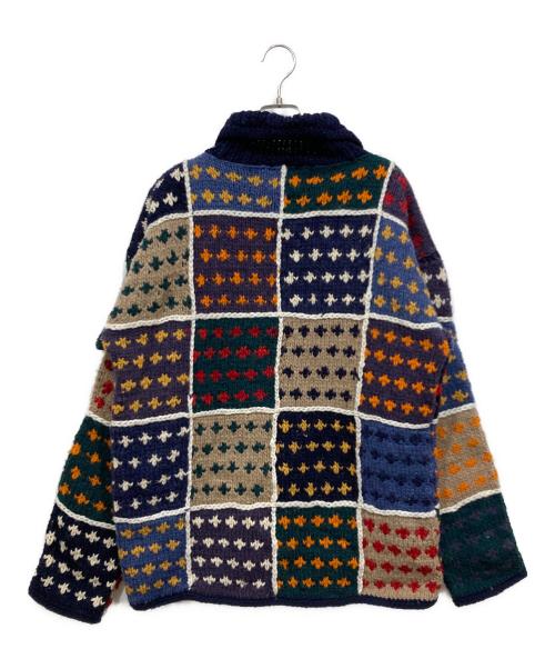 ISHKA（ISHKA）ISHKA (ISHKA) パッチワークニットカーディガン ネイビー サイズ:Freeの古着・服飾アイテム