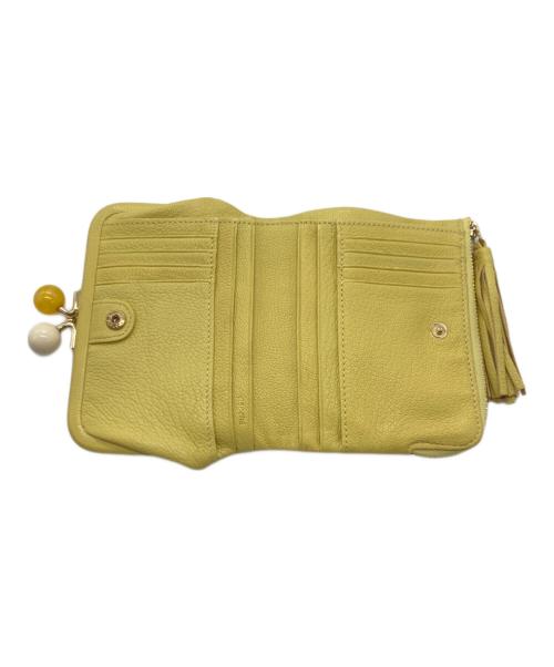 Perche（ペルケ）Perche (ペルケ) アクリル玉がま口2つ折り財布 イエローの古着・服飾アイテム