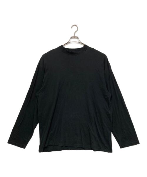 BALENCIAGA（バレンシアガ）BALENCIAGA (バレンシアガ) ネックロゴ 刺繍 クラッシュ加工 ロングスリーブカットソー ブラック サイズ:2表記の古着・服飾アイテム