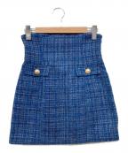 eimy istoireエイミーイストワール）の古着「ハイウエストツイードミニスカート」｜ブルー
