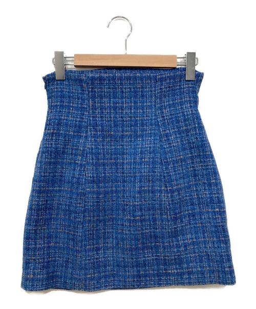 eimy istoire（エイミーイストワール）eimy istoire (エイミーイストワール) ハイウエストツイードミニスカート ブルー サイズ:Mの古着・服飾アイテム