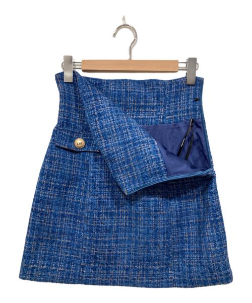 eimy istoire（エイミーイストワール）eimy istoire (エイミーイストワール) ハイウエストツイードミニスカート ブルー サイズ:Mの古着・服飾アイテム