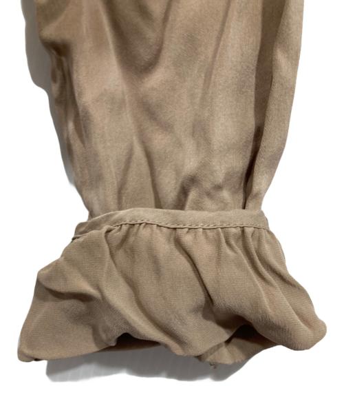 theory（セオリー）theory (セオリー) バンドカラーシルクブラウス ベージュ×ブラック サイズ:Ｓの古着・服飾アイテム