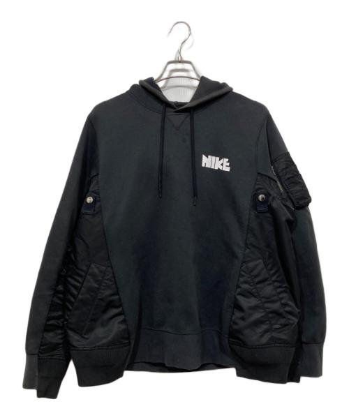 NIKE（ナイキ）NIKE (ナイキ) sacai (サカイ) NRG HOODY / 異素材ドッキングフーディ ブラック サイズ:Lの古着・服飾アイテム