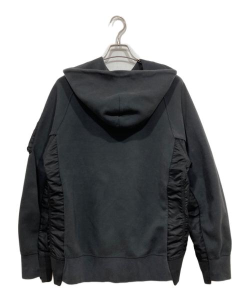 NIKE（ナイキ）NIKE (ナイキ) sacai (サカイ) NRG HOODY / 異素材ドッキングフーディ ブラック サイズ:Lの古着・服飾アイテム