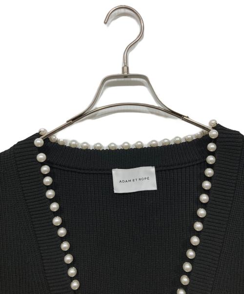 Adam et Rope（アダム エ ロペ）Adam et Rope (アダム エ ロペ) パール付きカーディガン ブラック サイズ:Fの古着・服飾アイテム