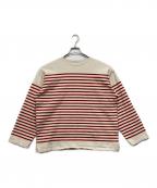FORK&SPOONフォーク＆スプーン）の古着「パネルボーダーニットプルオーバー」｜ベージュ×レッド