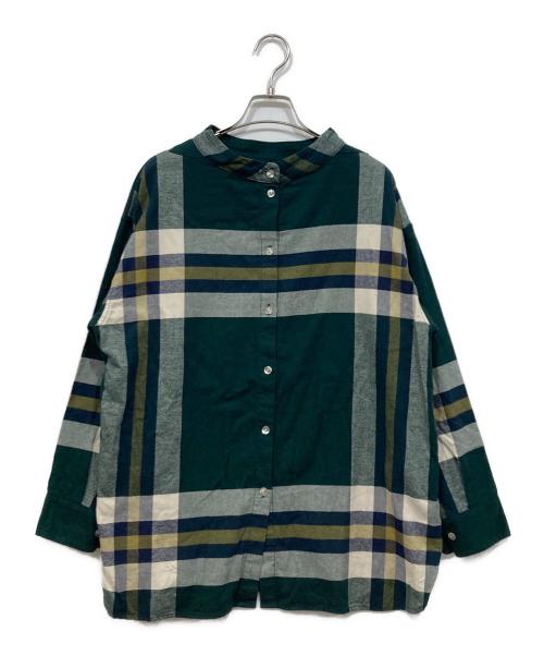 BEAMS BOY（ビームスボーイ）BEAMS BOY (ビームスボーイ) ボーイ ビッグタータン ハイネック シャツ グリーン サイズ:Freeの古着・服飾アイテム
