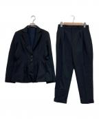 RUIRUE BOUTIQUEルイルエブティック）の古着「ウエストタックジャケットセットアップスーツ　パンツ」｜ネイビー