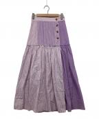 DRESSTERIORドレステリア）の古着「コットンリネン切替スカート」｜ラベンダー