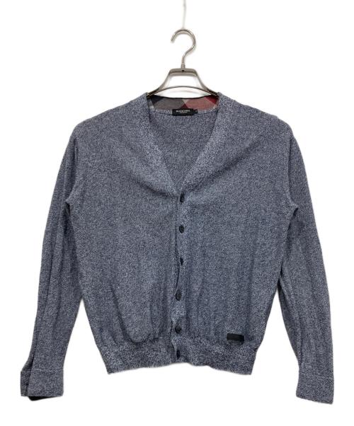 BLACK LABEL CRESTBRIDGE（ブラックレーベル クレストブリッジ）BLACK LABEL CRESTBRIDGE (ブラックレーベル クレストブリッジ) チェックコンビ麻混カーディガン ブルー サイズ:Mの古着・服飾アイテム