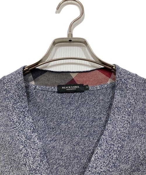 BLACK LABEL CRESTBRIDGE（ブラックレーベル クレストブリッジ）BLACK LABEL CRESTBRIDGE (ブラックレーベル クレストブリッジ) チェックコンビ麻混カーディガン ブルー サイズ:Mの古着・服飾アイテム