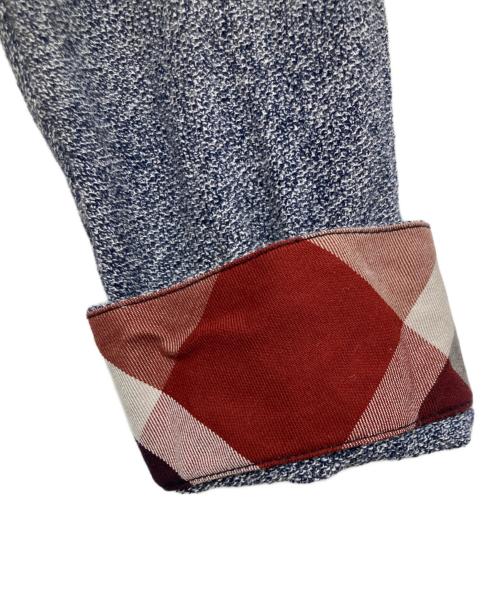 BLACK LABEL CRESTBRIDGE（ブラックレーベル クレストブリッジ）BLACK LABEL CRESTBRIDGE (ブラックレーベル クレストブリッジ) チェックコンビ麻混カーディガン ブルー サイズ:Mの古着・服飾アイテム