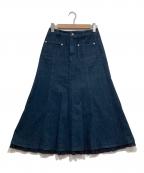 PINK HOUSEピンクハウス）の古着「バック刺繍レース裾ロングデニムスカート」｜インディゴ