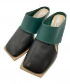 UN3D.アンスリード）の古着「SIDE CUT SQUARE MULE/サイドカットスクエアミュールサンダル」｜ブラック×ネイビー