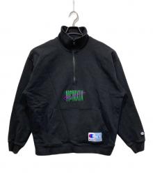 Champion（チャンピオン）の古着「ハーフジップスウェット」｜ブラック
