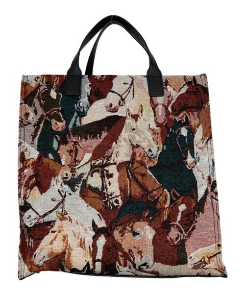 ear PAPILLONNER（イアパピヨネ）ear PAPILLONNER (イアパピヨネ) 馬柄トートバッグ ブラウンの古着・服飾アイテム