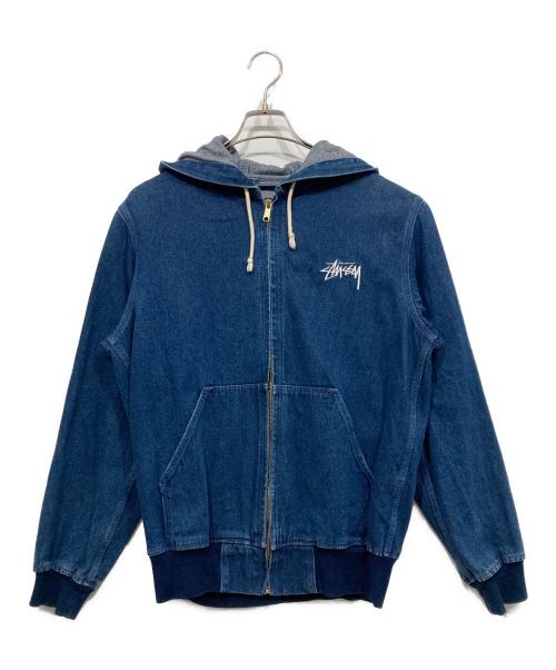 stussy（ステューシー）stussy (ステューシー) バックロゴデニムジップフーデッドジャケット ブルー サイズ:Mの古着・服飾アイテム