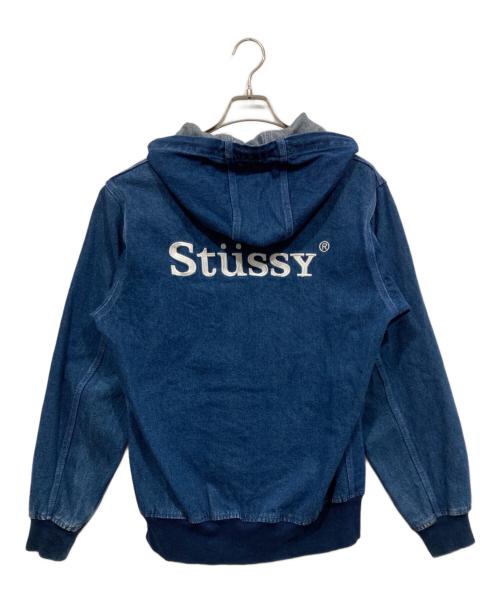 stussy（ステューシー）stussy (ステューシー) バックロゴデニムジップフーデッドジャケット ブルー サイズ:Mの古着・服飾アイテム