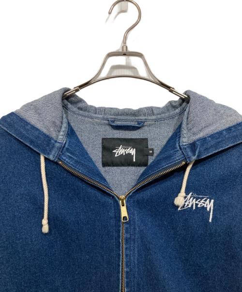 stussy（ステューシー）stussy (ステューシー) バックロゴデニムジップフーデッドジャケット ブルー サイズ:Mの古着・服飾アイテム